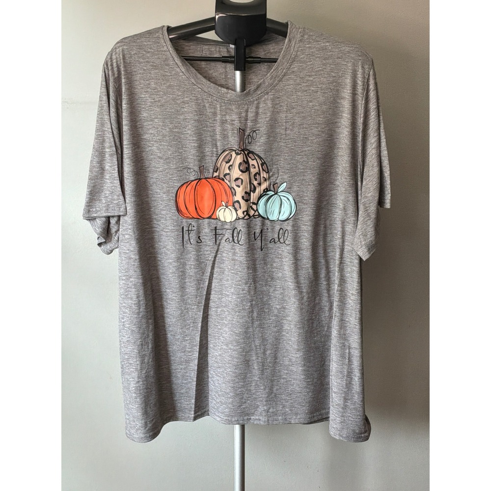 Graphic Tee Women 4XL Gray Its Fall Yall Pumpkin Boho Granolagirl
